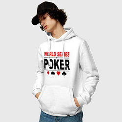 Толстовка-худи хлопковая мужская World series of poker, цвет: белый — фото 2