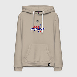 Толстовка-худи хлопковая мужская Washington Capitals: Ovechkin 8, цвет: миндальный