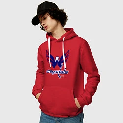 Толстовка-худи хлопковая мужская Washington Capitals: Ovechkin, цвет: красный — фото 2