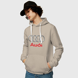 Толстовка-худи хлопковая мужская Audi, цвет: миндальный — фото 2