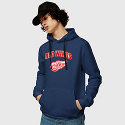 Толстовка-худи хлопковая мужская Detroit Red Wings, цвет: тёмно-синий — фото 2