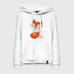 Толстовка-худи хлопковая мужская Лисичка, цвет: белый