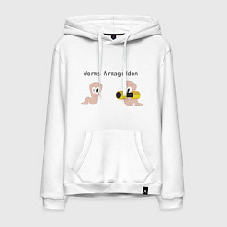 Толстовка-худи хлопковая мужская Worms armageddon, цвет: белый