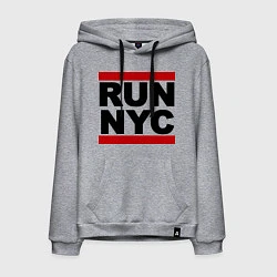 Толстовка-худи хлопковая мужская Run NYC, цвет: меланж