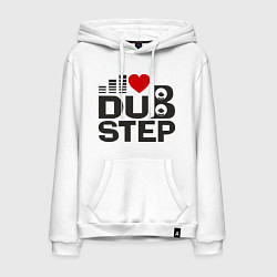 Толстовка-худи хлопковая мужская Dubstep love, цвет: белый