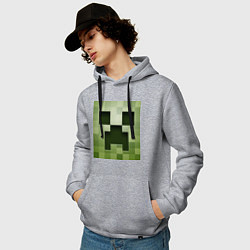 Толстовка-худи хлопковая мужская Мinecraft creeper, цвет: меланж — фото 2