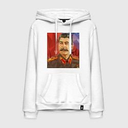 Толстовка-худи хлопковая мужская Сталин: полигоны, цвет: белый