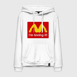 Толстовка-худи хлопковая мужская Im lovin it!, цвет: белый