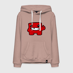 Толстовка-худи хлопковая мужская Super Meat Boy, цвет: пыльно-розовый