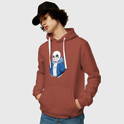 Толстовка-худи хлопковая мужская Sans, цвет: кирпичный — фото 2