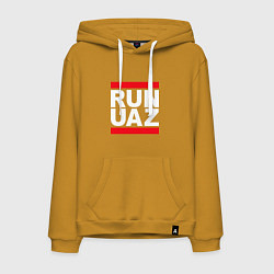 Толстовка-худи хлопковая мужская Run UAZ, цвет: горчичный