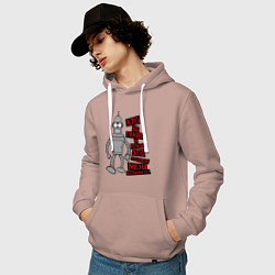 Толстовка-худи хлопковая мужская Бэндер: кто вы такие?, цвет: пыльно-розовый — фото 2