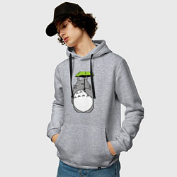 Толстовка-худи хлопковая мужская Totoro с зонтом, цвет: меланж — фото 2