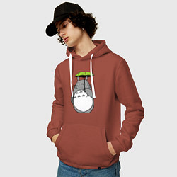 Толстовка-худи хлопковая мужская Totoro с зонтом, цвет: кирпичный — фото 2
