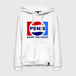 Толстовка-худи хлопковая мужская Penis. Enjoy the taste, цвет: белый