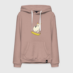 Толстовка-худи хлопковая мужская Cat no banana meme, цвет: пыльно-розовый