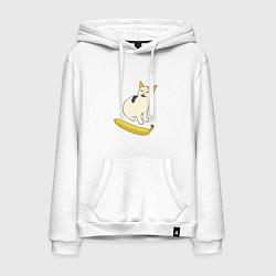 Толстовка-худи хлопковая мужская Cat no banana meme, цвет: белый