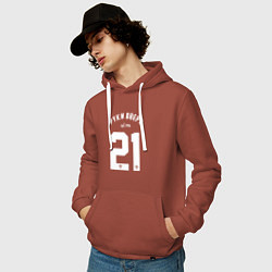 Толстовка-худи хлопковая мужская Руки вверх 21, цвет: кирпичный — фото 2
