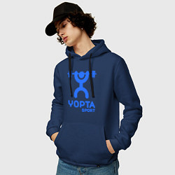 Толстовка-худи хлопковая мужская Yopta Sport, цвет: тёмно-синий — фото 2