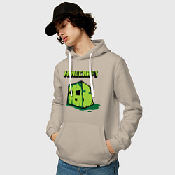 Толстовка-худи хлопковая мужская Minecraft Creeper, цвет: миндальный — фото 2