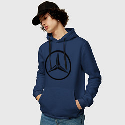 Толстовка-худи хлопковая мужская Mercedes-Benz logo, цвет: тёмно-синий — фото 2
