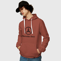 Толстовка-худи хлопковая мужская Logo Mercedes-Benz, цвет: кирпичный — фото 2