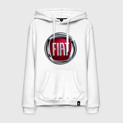 Толстовка-худи хлопковая мужская FIAT logo, цвет: белый