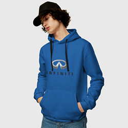 Толстовка-худи хлопковая мужская Logo Infiniti цвета синий — фото 2