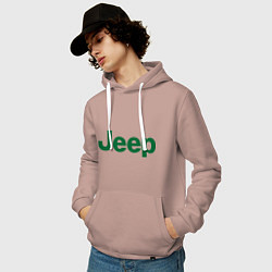 Толстовка-худи хлопковая мужская Logo Jeep, цвет: пыльно-розовый — фото 2