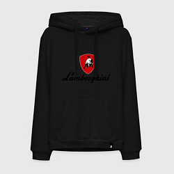 Толстовка-худи хлопковая мужская Logo lamborghini, цвет: черный