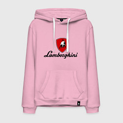 Толстовка-худи хлопковая мужская Logo lamborghini, цвет: светло-розовый