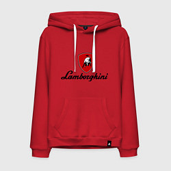 Толстовка-худи хлопковая мужская Logo lamborghini, цвет: красный