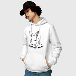 Толстовка-худи хлопковая мужская Rabbit: follow me, цвет: белый — фото 2