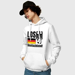 Толстовка-худи хлопковая мужская Los Deutschland, цвет: белый — фото 2