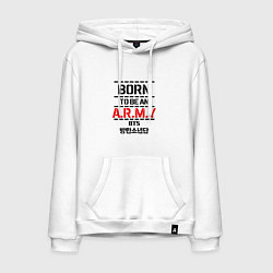 Толстовка-худи хлопковая мужская Born to be an ARMY BTS, цвет: белый