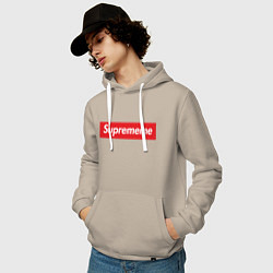 Толстовка-худи хлопковая мужская Suprememe, цвет: миндальный — фото 2