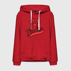 Толстовка-худи хлопковая мужская New York Yankees logo, цвет: красный