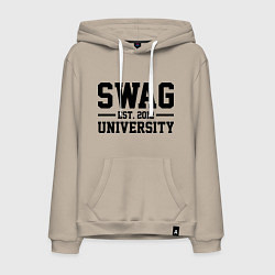 Толстовка-худи хлопковая мужская Swag University, цвет: миндальный