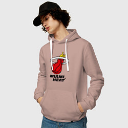 Толстовка-худи хлопковая мужская Miami Heat-logo, цвет: пыльно-розовый — фото 2