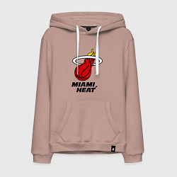 Толстовка-худи хлопковая мужская Miami Heat-logo, цвет: пыльно-розовый
