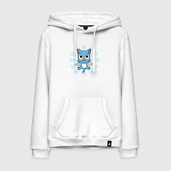 Толстовка-худи хлопковая мужская Happy Kitty, цвет: белый