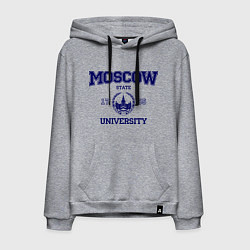 Толстовка-худи хлопковая мужская MGU Moscow University, цвет: меланж