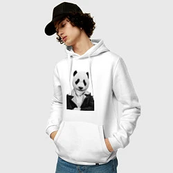 Толстовка-худи хлопковая мужская Панда в свитере, цвет: белый — фото 2