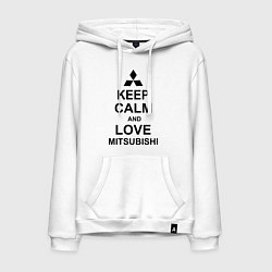 Толстовка-худи хлопковая мужская Keep Calm & Love Mitsubishi, цвет: белый