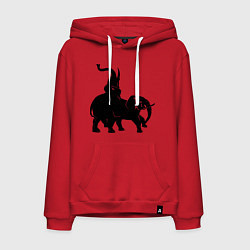 Толстовка-худи хлопковая мужская Рев слонов, цвет: красный