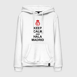 Толстовка-худи хлопковая мужская Keep Calm & Hala Madrid, цвет: белый