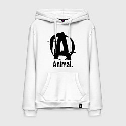 Толстовка-худи хлопковая мужская Animal Logo, цвет: белый
