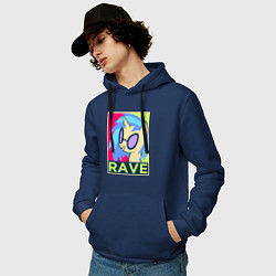 Толстовка-худи хлопковая мужская DJ Pon-3 RAVE, цвет: тёмно-синий — фото 2