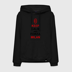 Толстовка-худи хлопковая мужская Keep Calm & Forza Milan, цвет: черный