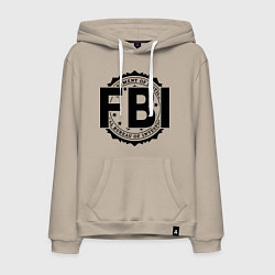 Толстовка-худи хлопковая мужская FBI Agency, цвет: миндальный